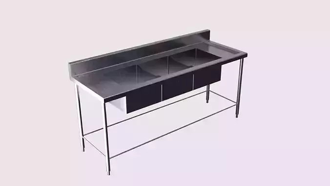 stainless steel  triple sink 3D model