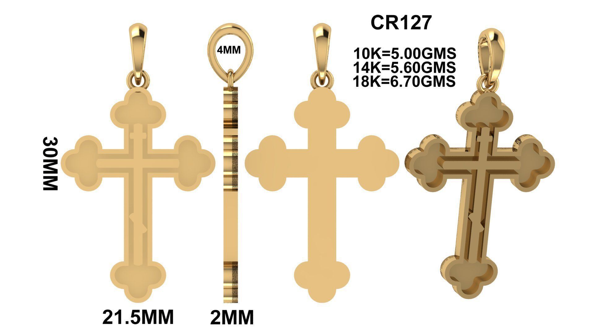 CROSS PENDANT CR127 3D print model_6
