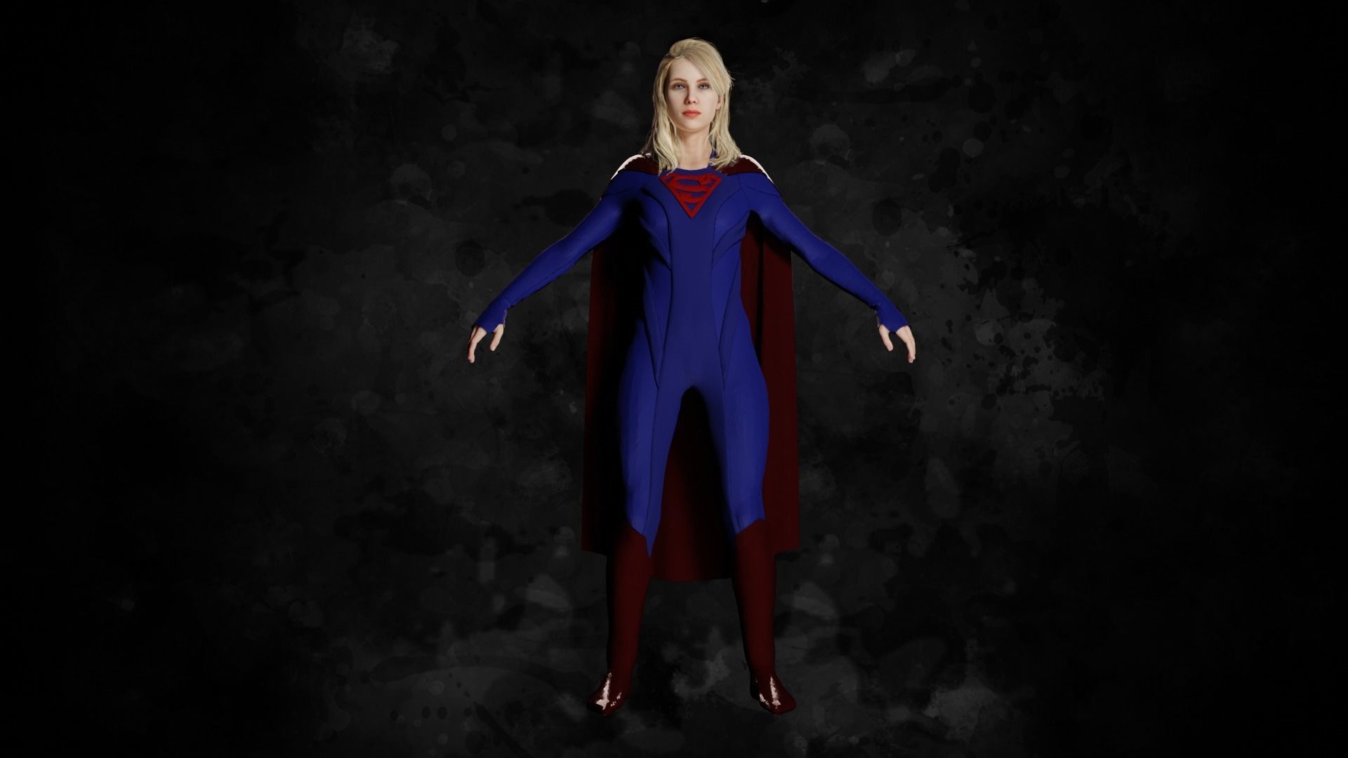 Supergirl CW Suit Character Low-poly 3D model_5