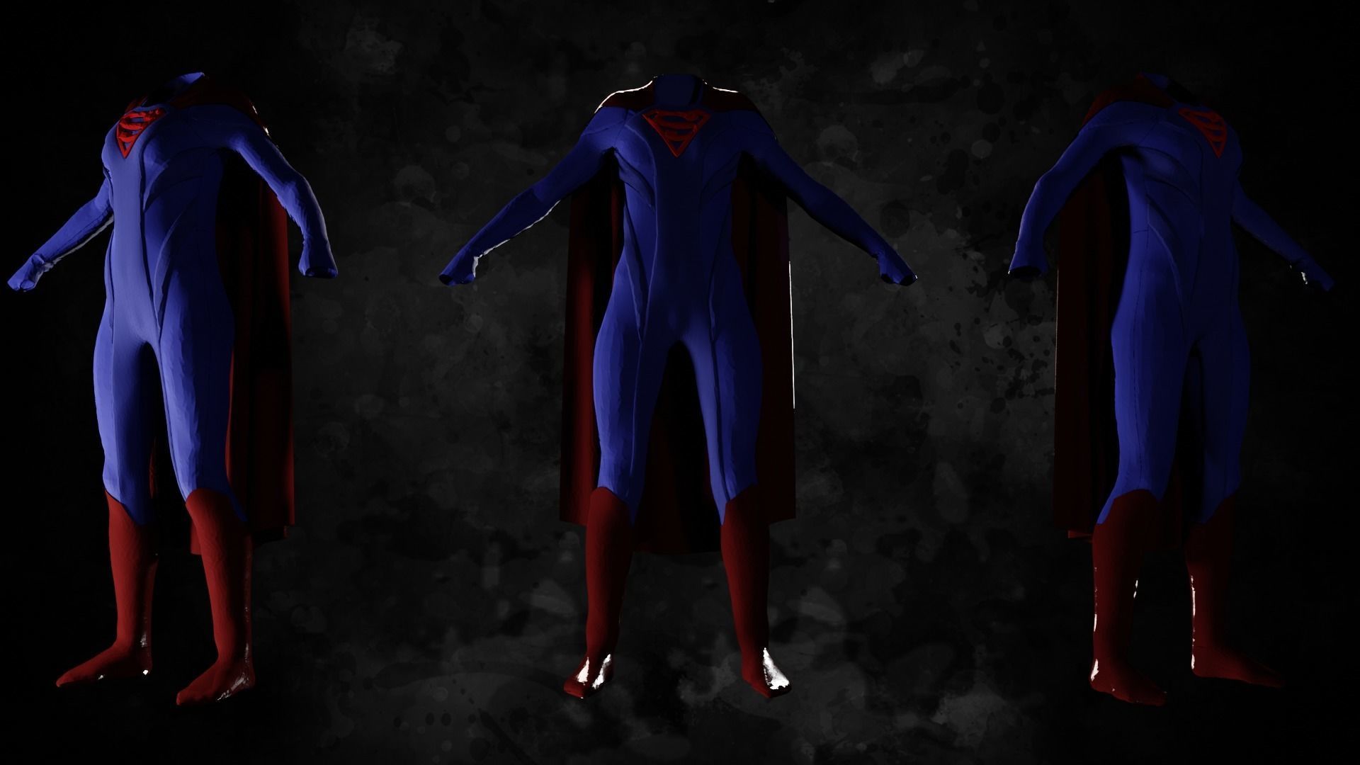 Supergirl CW Suit Character Low-poly 3D model_9