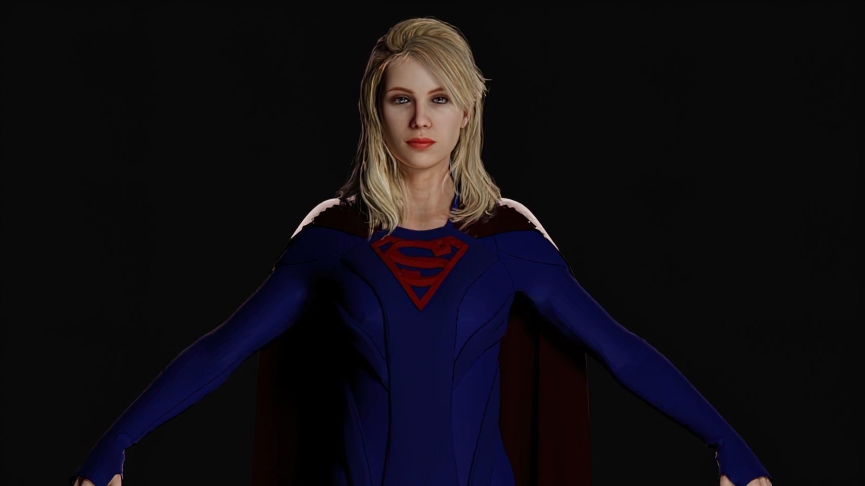 Supergirl CW Suit Character Low-poly 3D model_2