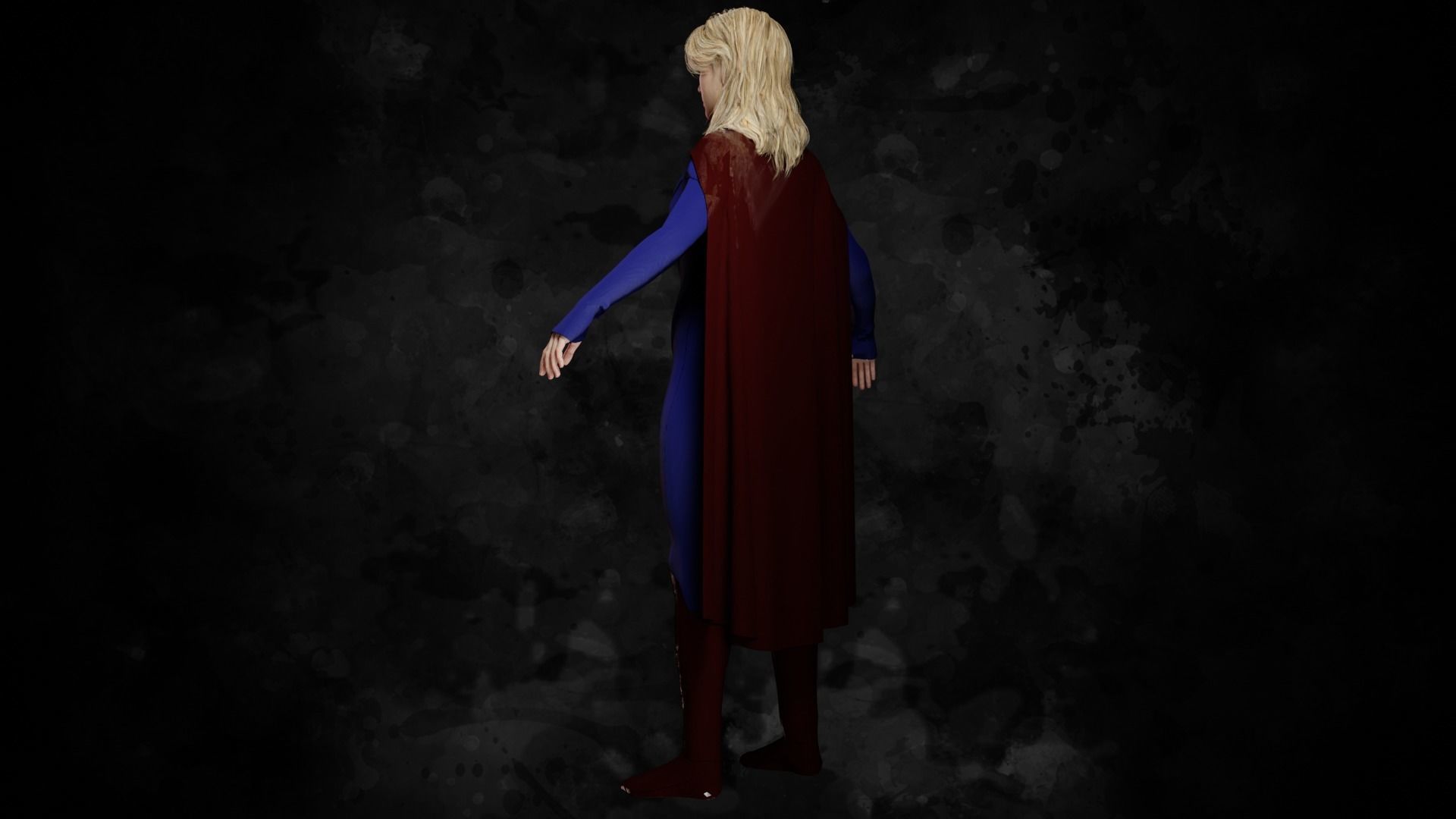 Supergirl CW Suit Character Low-poly 3D model_7