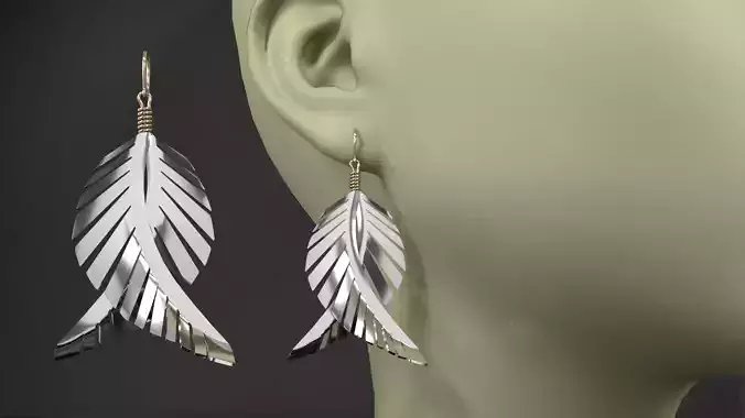 earrings pair of with silver leaves