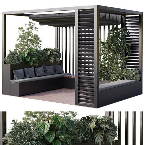 Landscape Furniture with Pergola and Roof garden 15 Low-poly 3D model