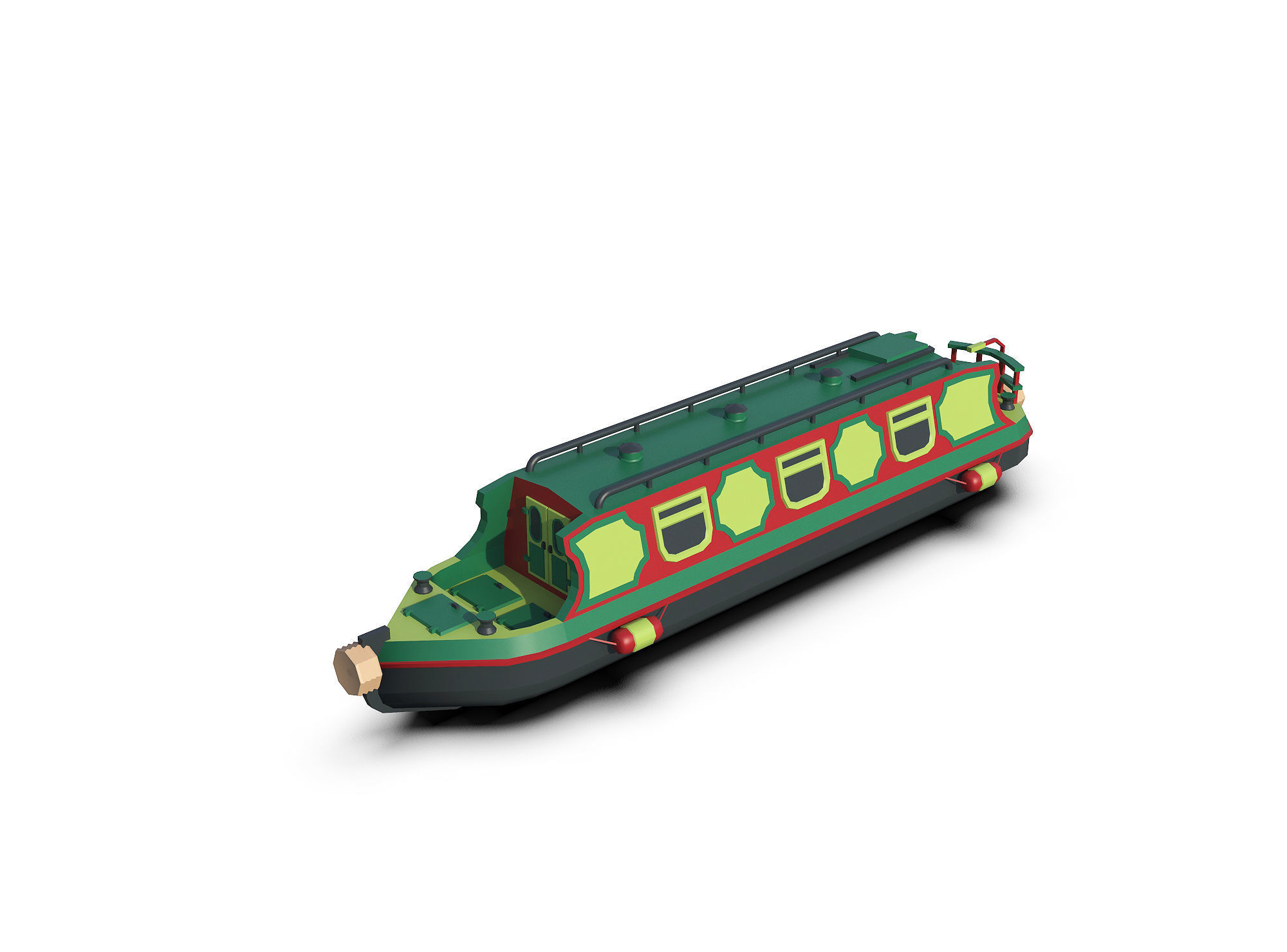 Narrowboats collection canal boat Low-poly 3D model_13