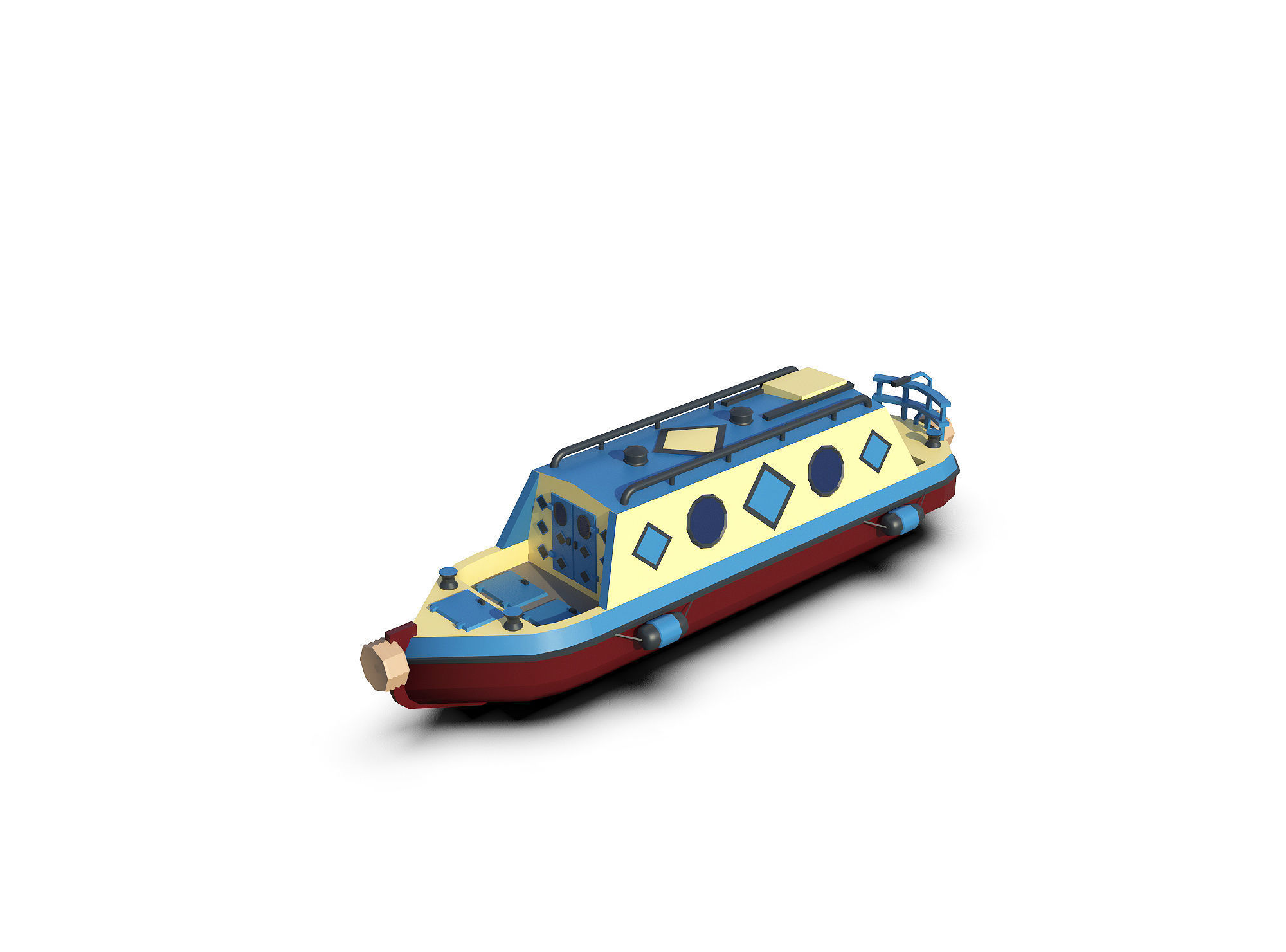 Narrowboats collection canal boat Low-poly 3D model_12