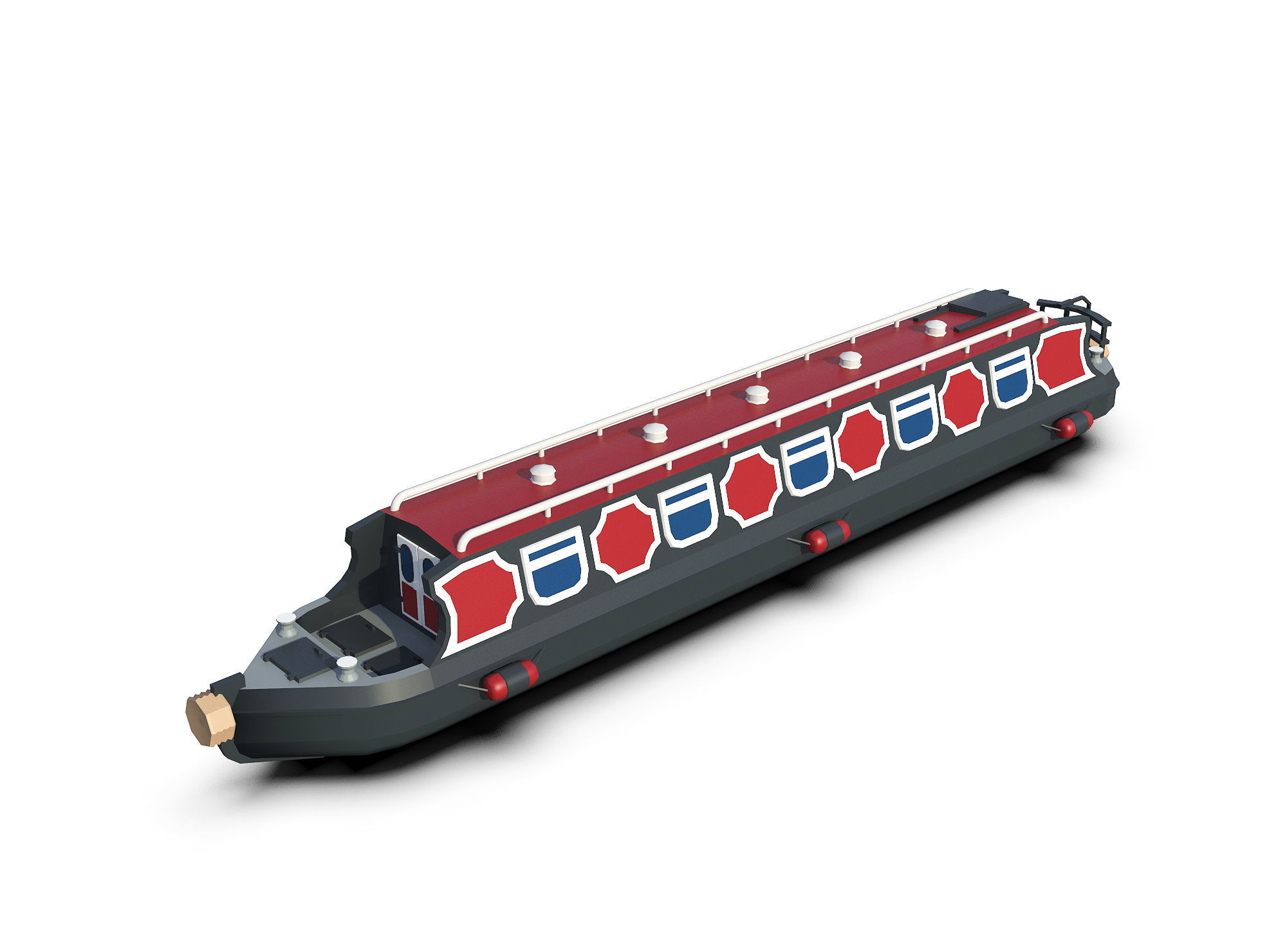 Narrowboats collection canal boat Low-poly 3D model_7