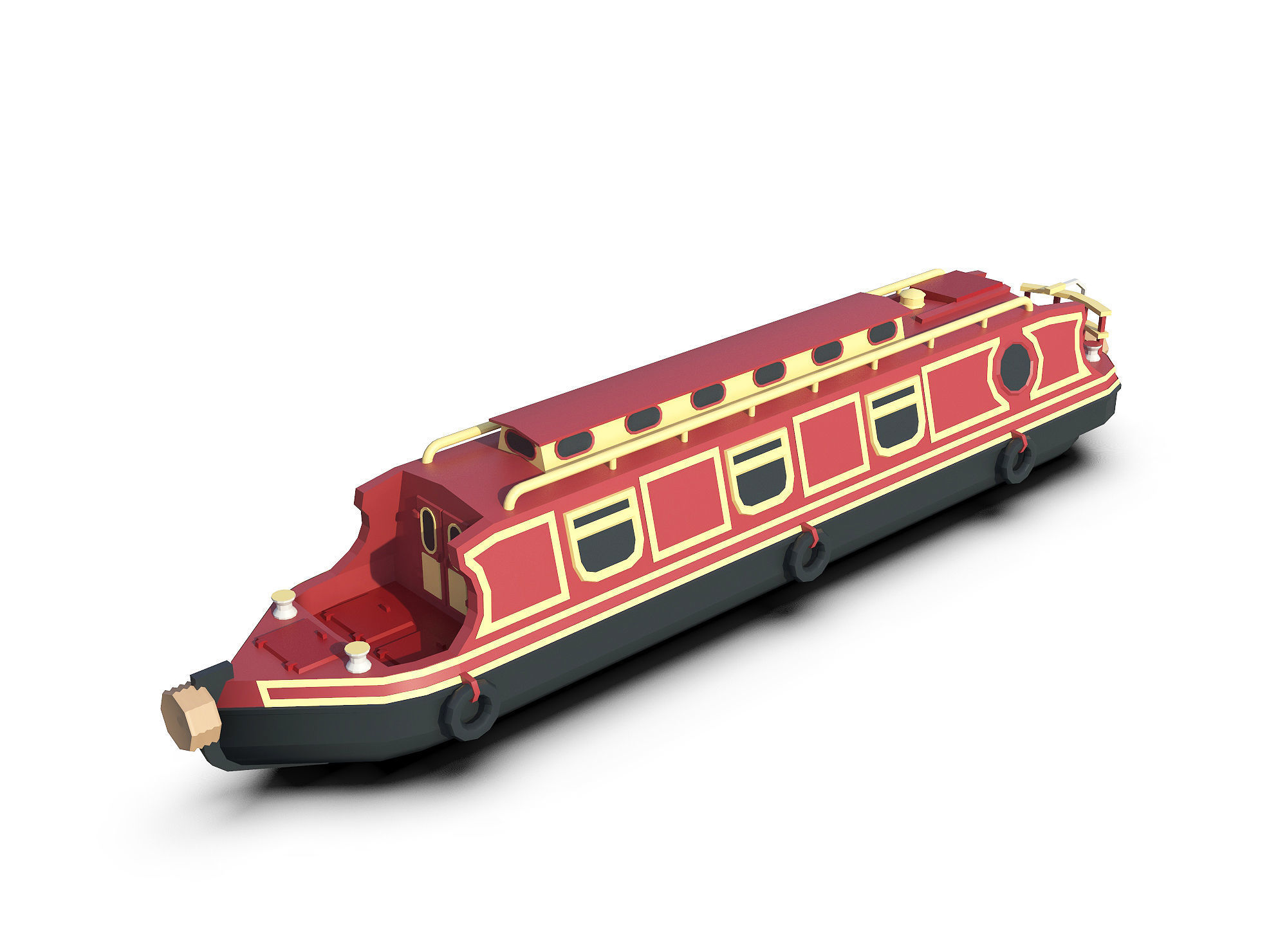 Narrowboats collection canal boat Low-poly 3D model_5