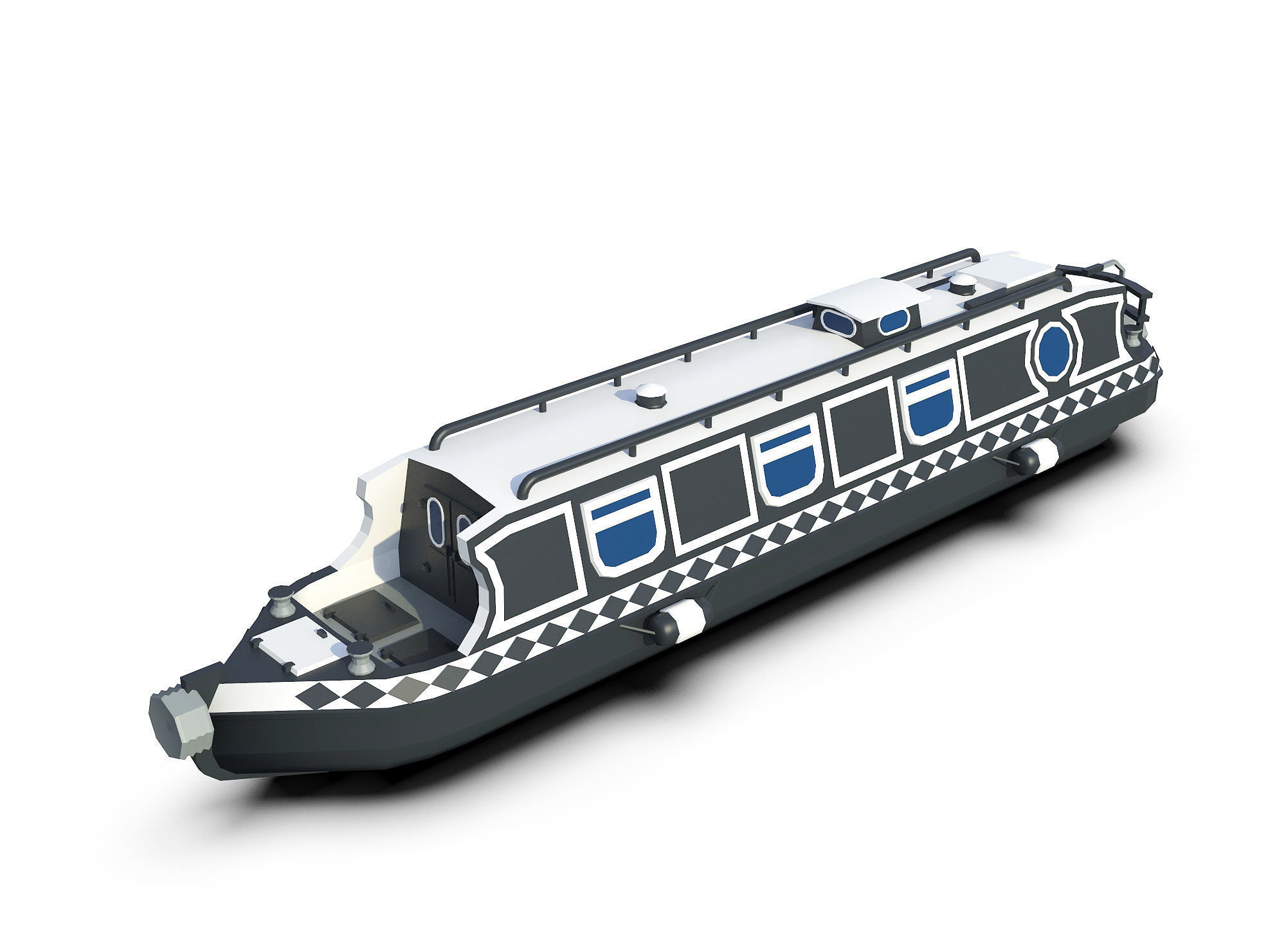 Narrowboats collection canal boat Low-poly 3D model_4