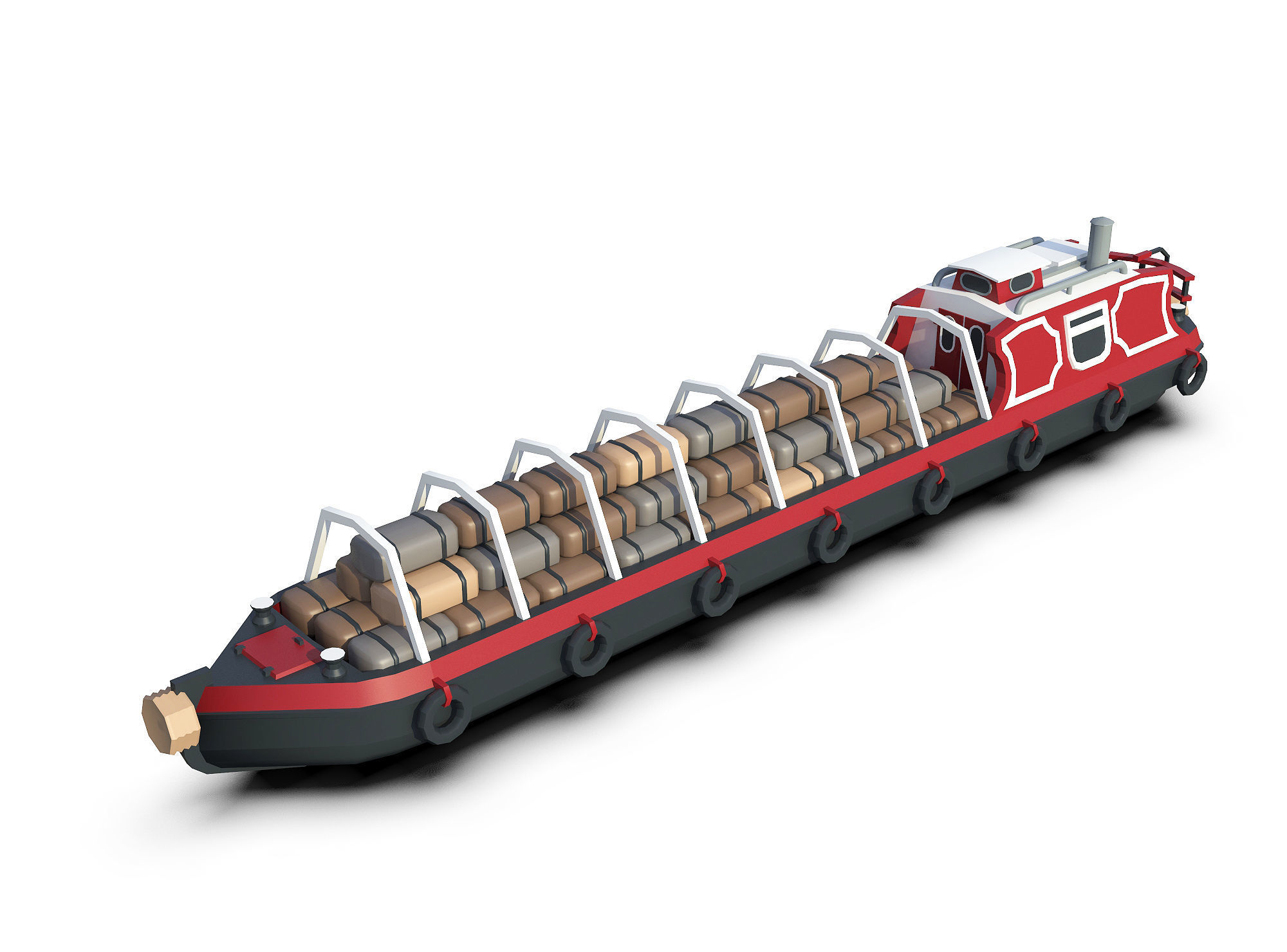 Narrowboats collection canal boat Low-poly 3D model_6