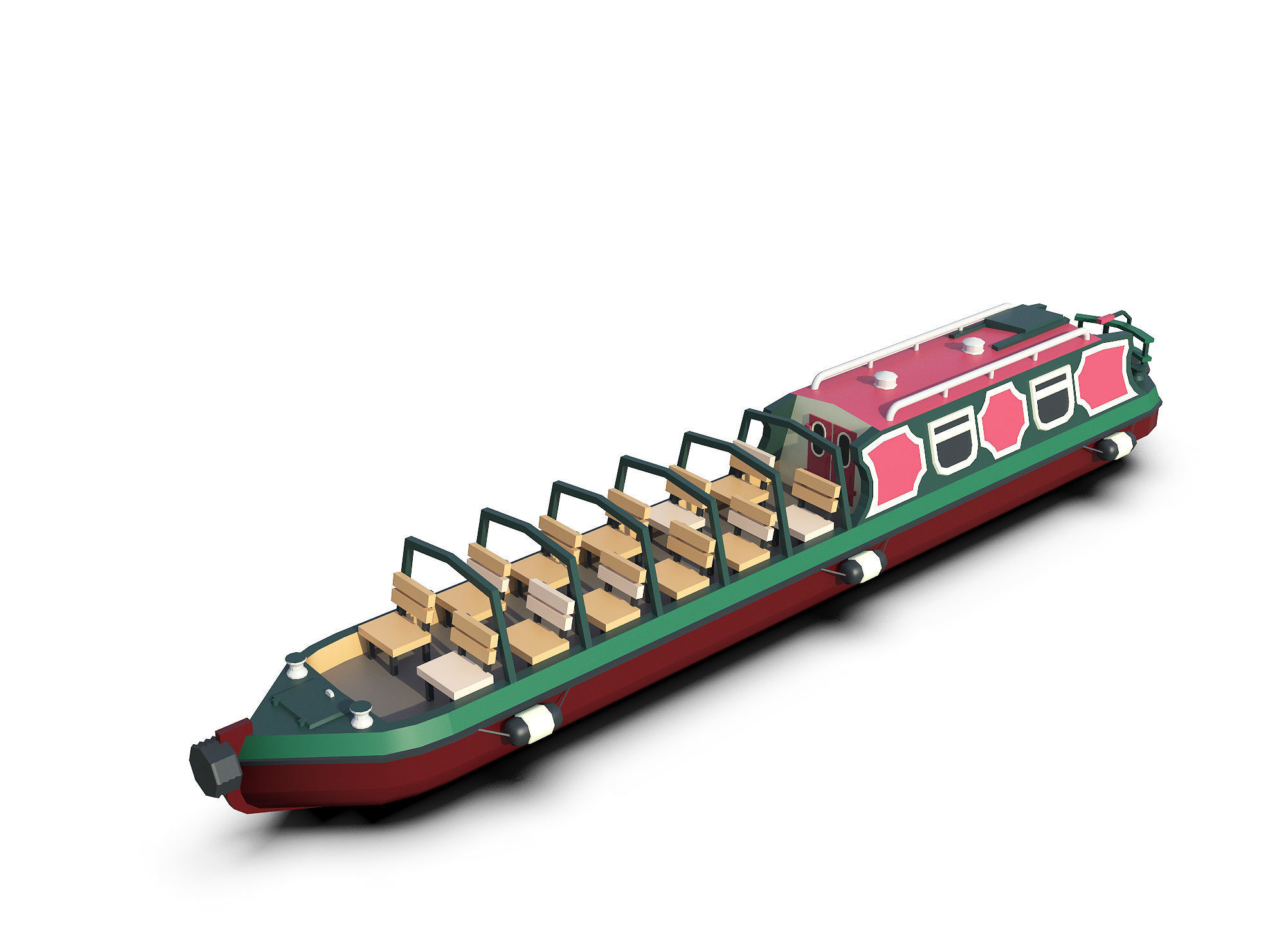 Narrowboats collection canal boat Low-poly 3D model_11