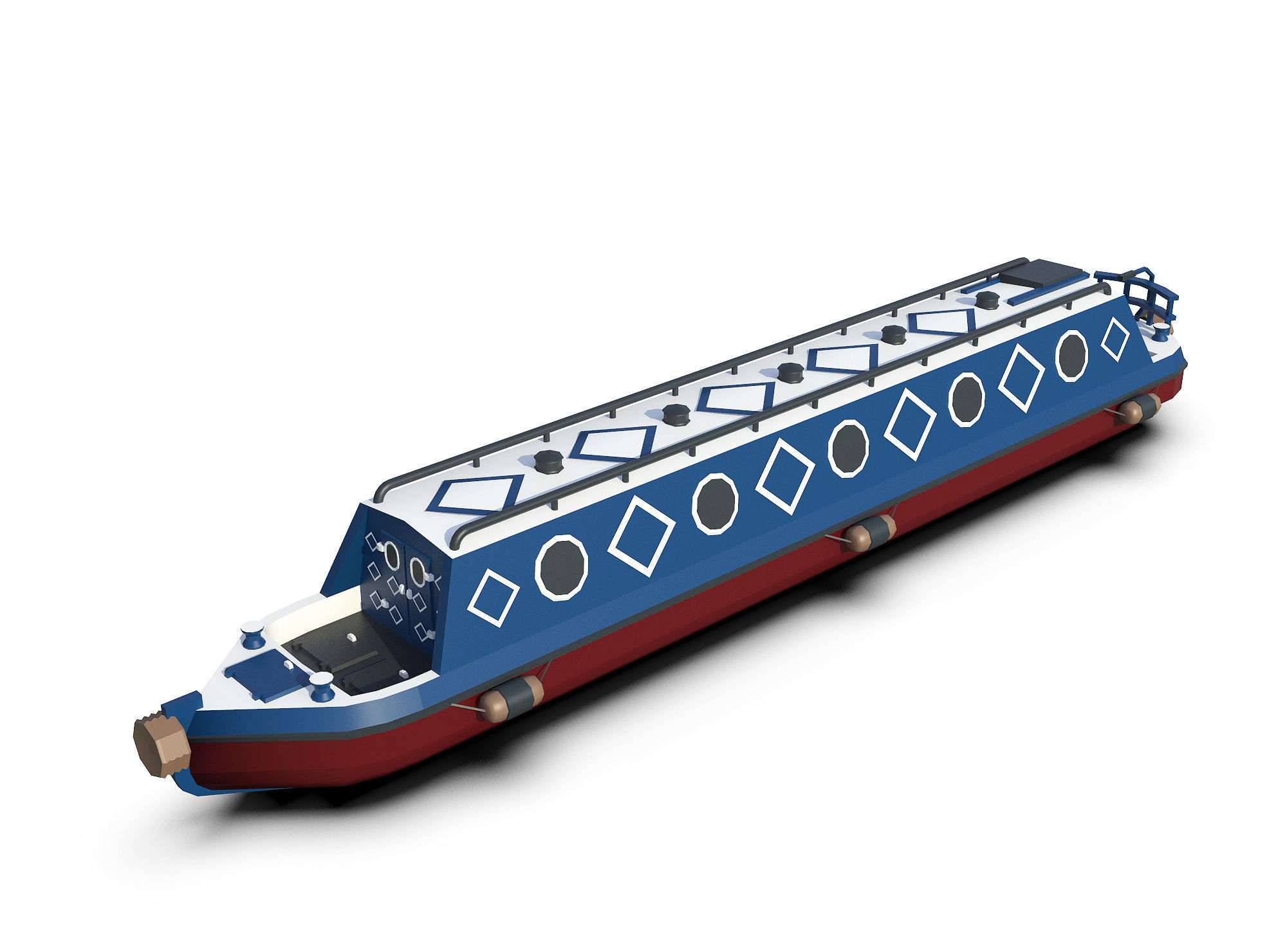 Narrowboats collection canal boat Low-poly 3D model_8
