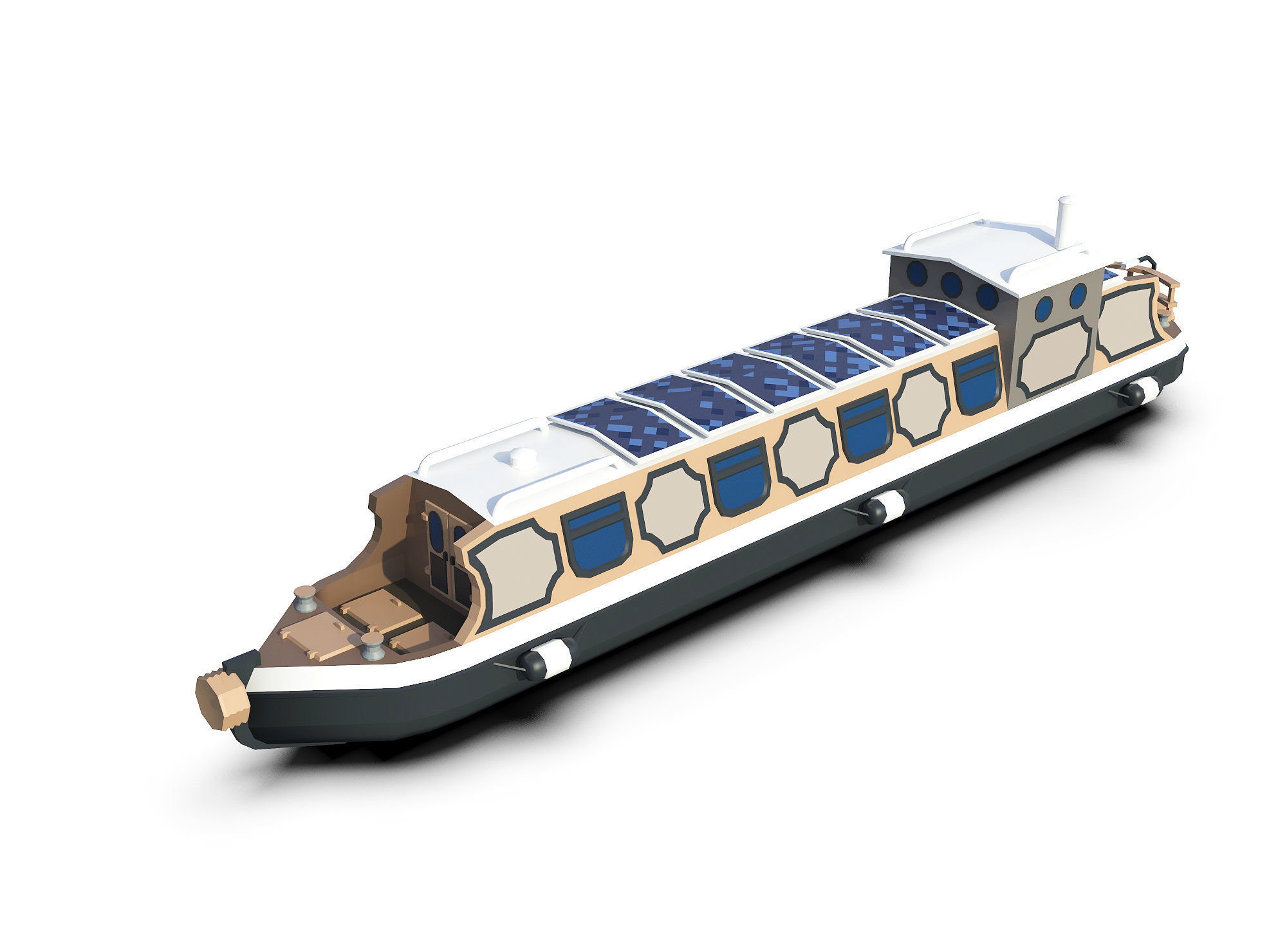 Narrowboats collection canal boat Low-poly 3D model_10