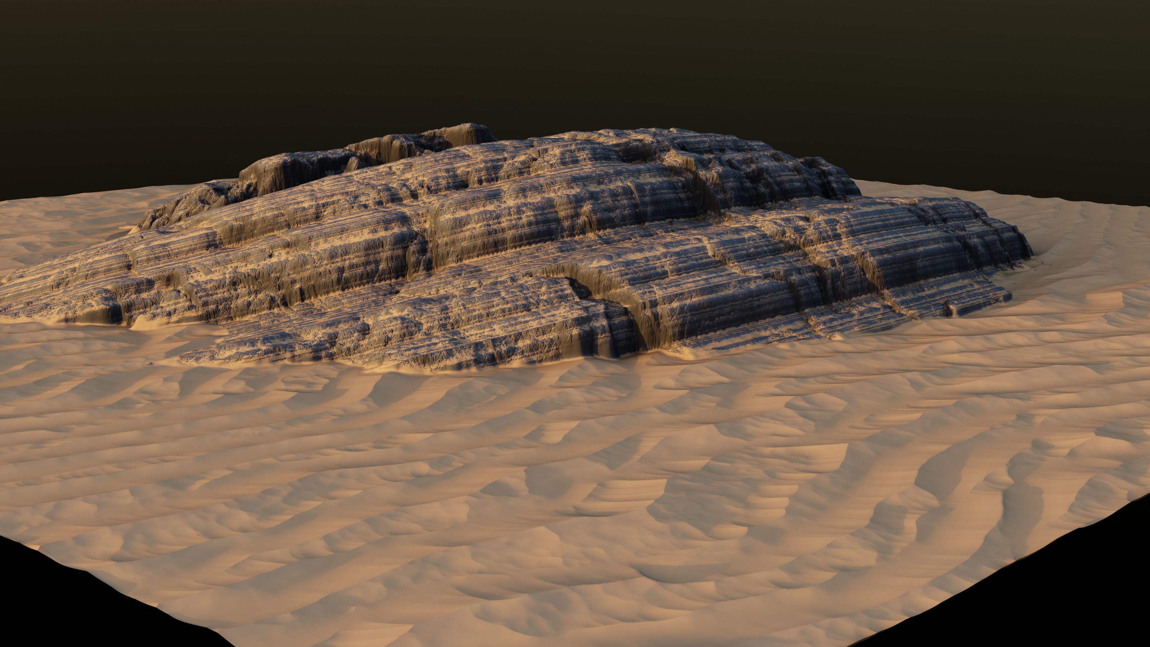 High-Poly Sandy Rock Formation Landscape Model Low-poly 3D model_3