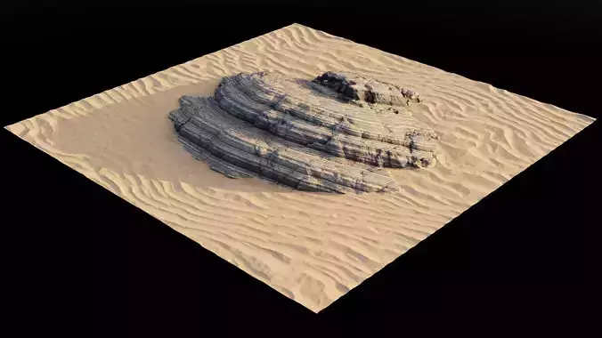 High-Poly Sandy Rock Formation Landscape Model Low-poly 3D model