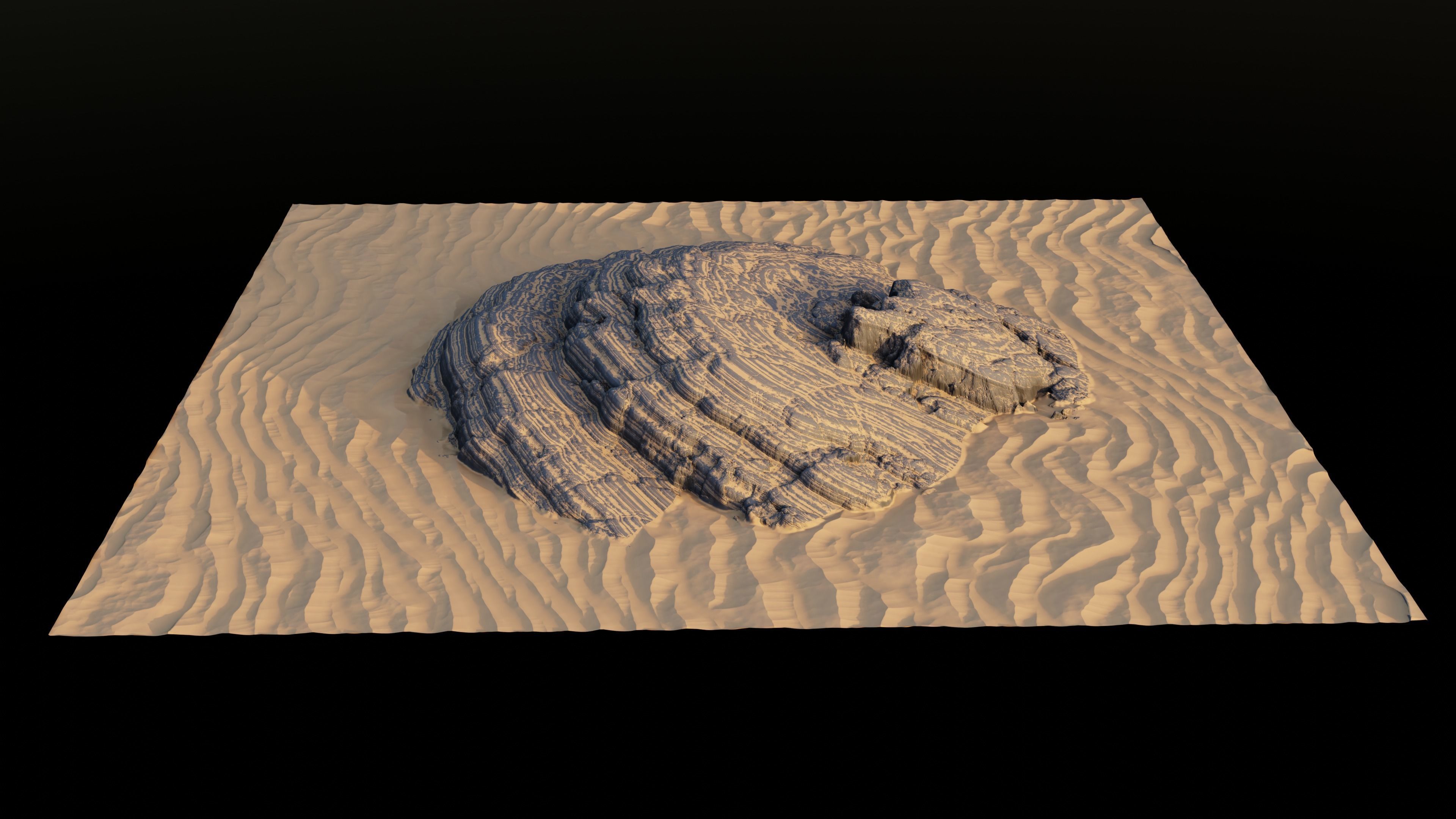 High-Poly Sandy Rock Formation Landscape Model Low-poly 3D model_1