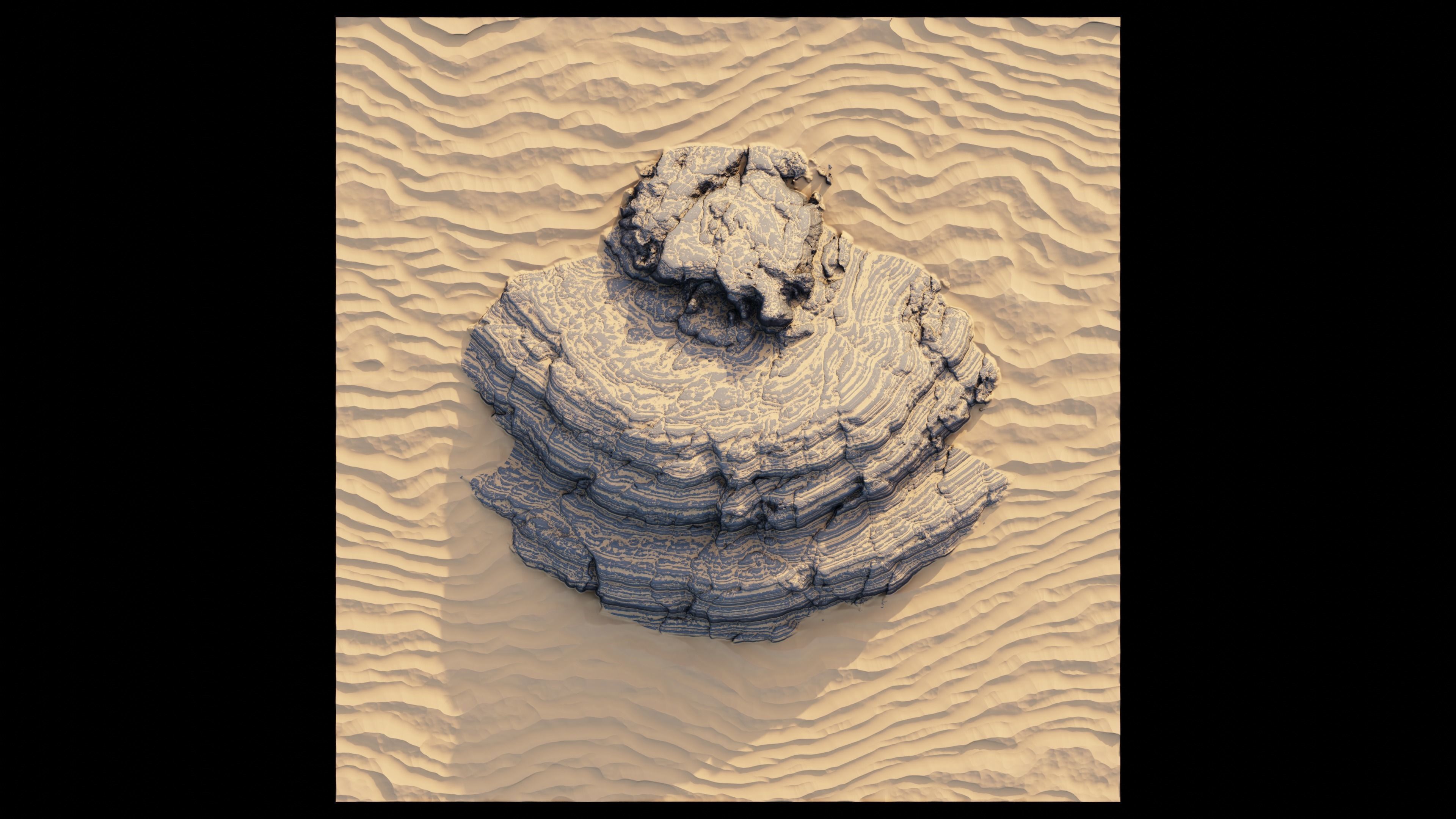 High-Poly Sandy Rock Formation Landscape Model Low-poly 3D model_2
