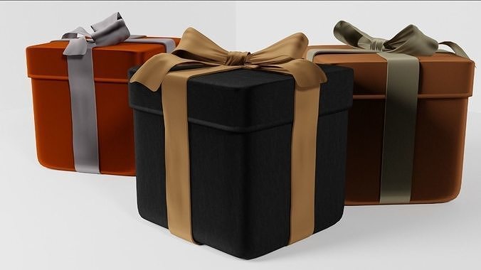 Giftbox three gift boxes with ribbons Free 3D model