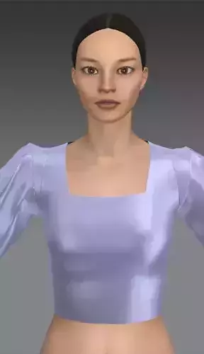 FUTURE GALACTIC BLOUSE METALIC PURPLE LOOK 3D model