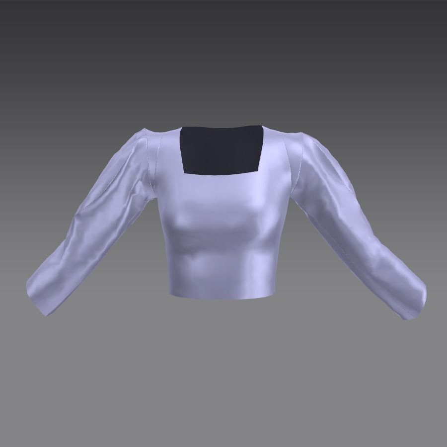 FUTURE GALACTIC BLOUSE METALIC PURPLE LOOK 3D model_1