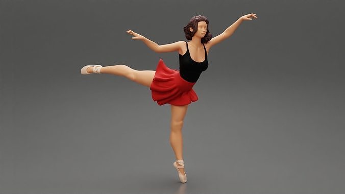 Beautiful Graceful Ballerina Girl Ballet Pose 3D print model