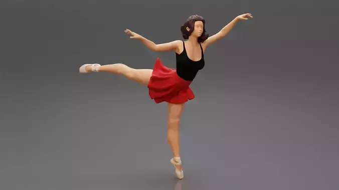 Beautiful Graceful Ballerina Girl Ballet Pose 3D print model