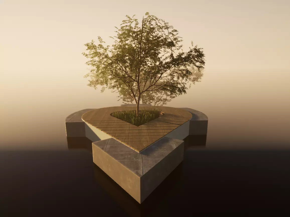 Modern bench design  3D model_0