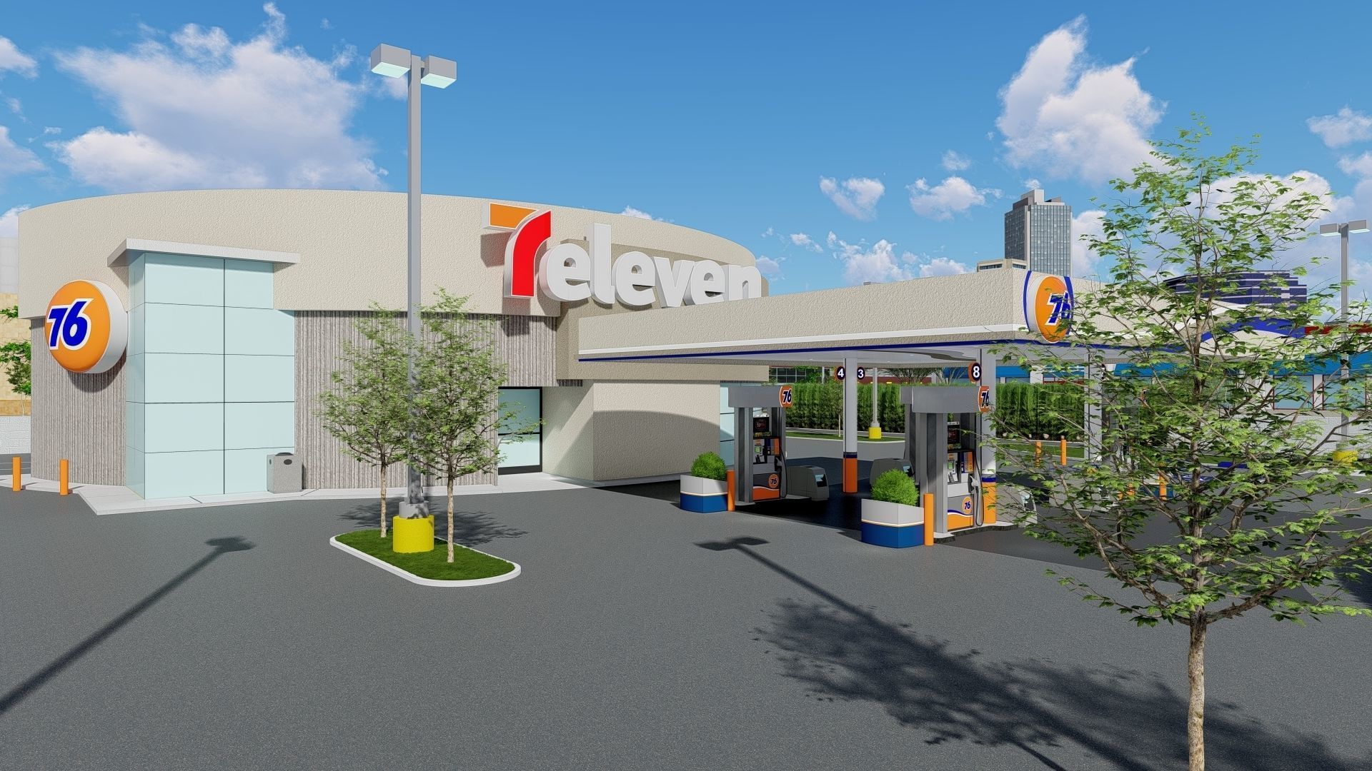7eleven Gas Station - Updated as obj dae blender and sketchup Low-poly 3D model_14