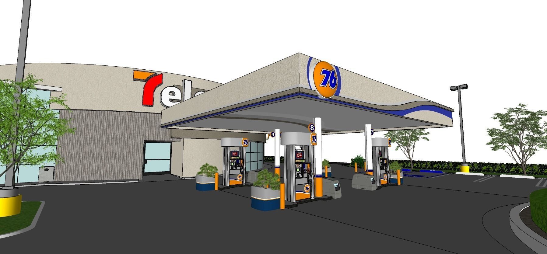 7eleven Gas Station - Updated as obj dae blender and sketchup Low-poly 3D model_19