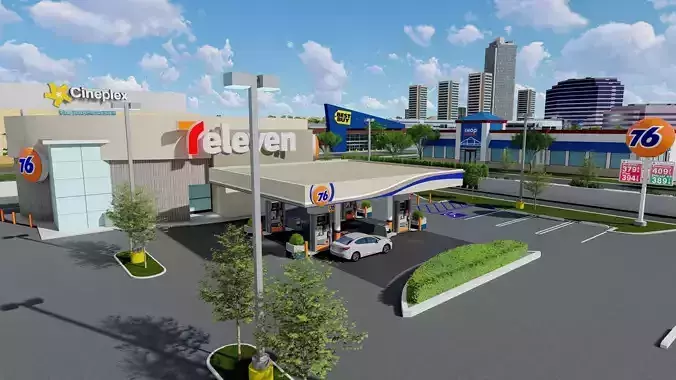 7eleven Gas Station - Updated as obj dae blender and sketchup
