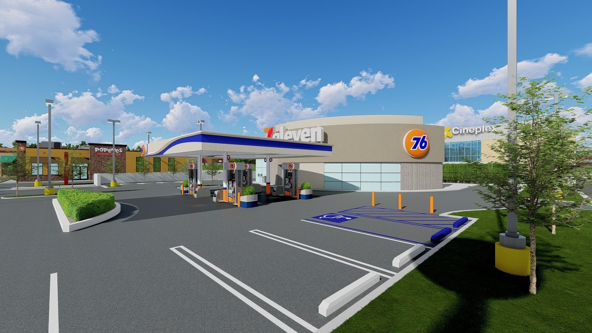 7eleven Gas Station - Updated as obj dae blender and sketchup Low-poly 3D model_17