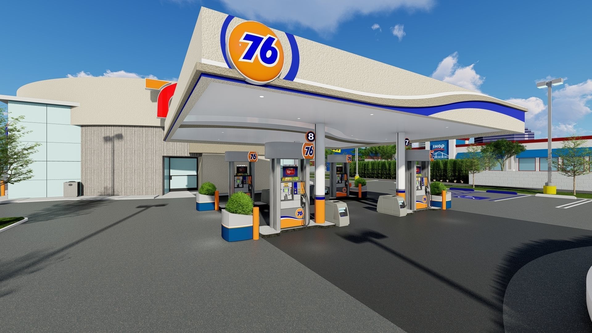 7eleven Gas Station - Updated as obj dae blender and sketchup Low-poly 3D model_13
