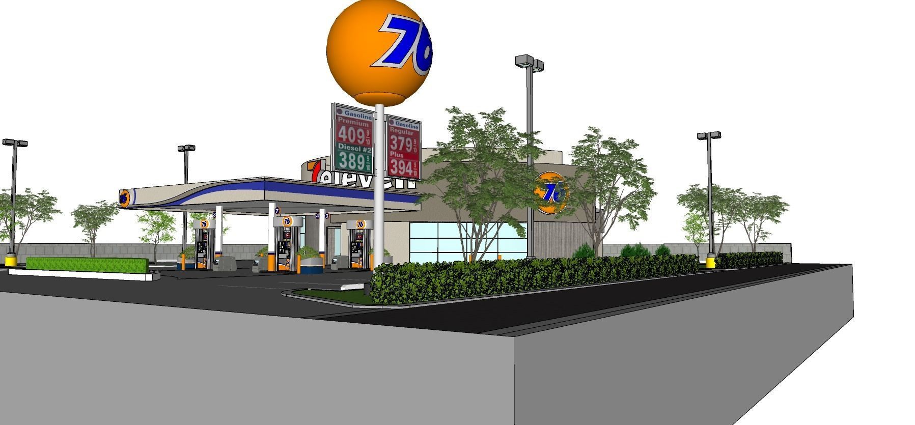 7eleven Gas Station - Updated as obj dae blender and sketchup Low-poly 3D model_20