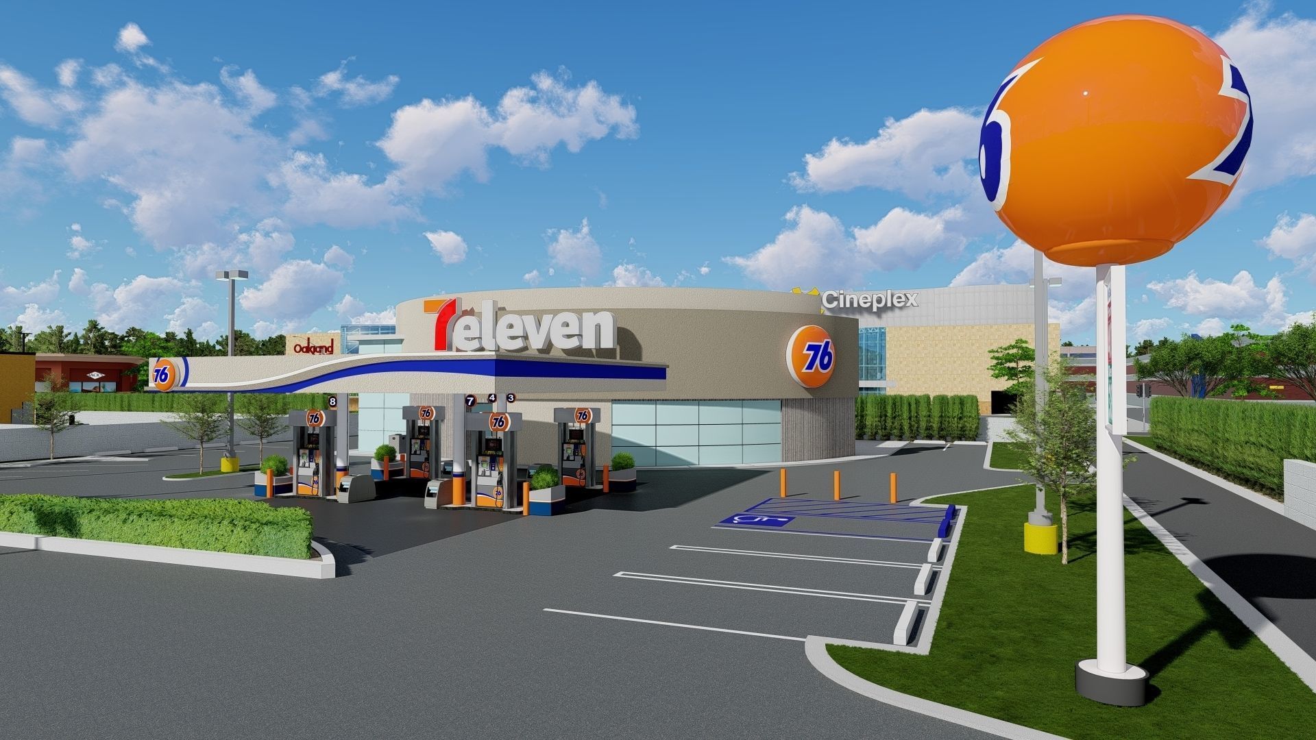 7eleven Gas Station - Updated as obj dae blender and sketchup Low-poly 3D model_11