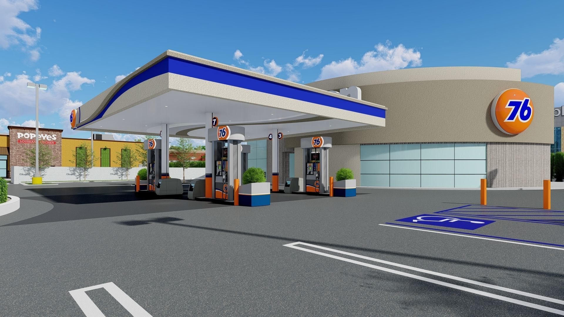 7eleven Gas Station - Updated as obj dae blender and sketchup Low-poly 3D model_9