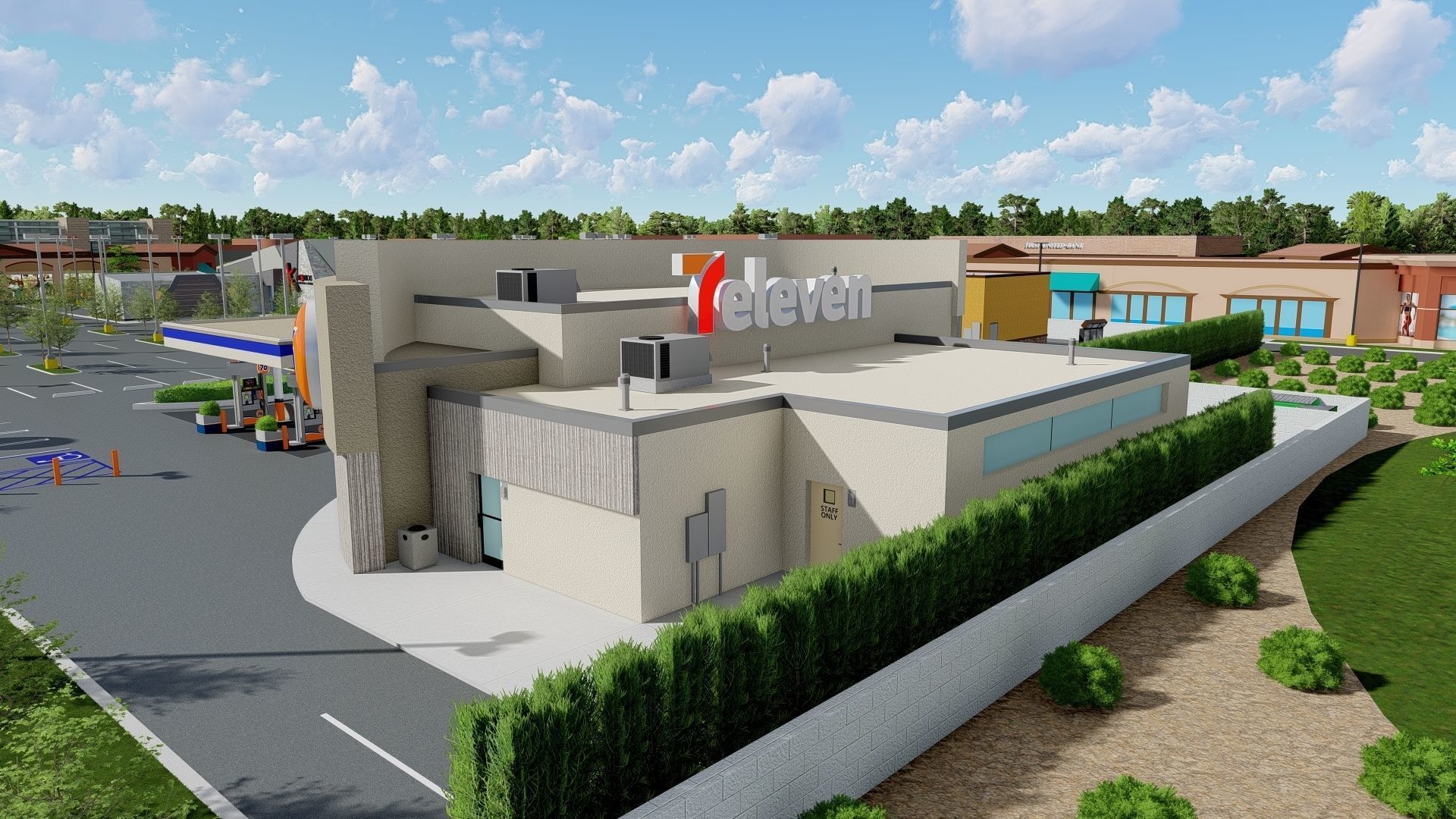 7eleven Gas Station - Updated as obj dae blender and sketchup Low-poly 3D model_2