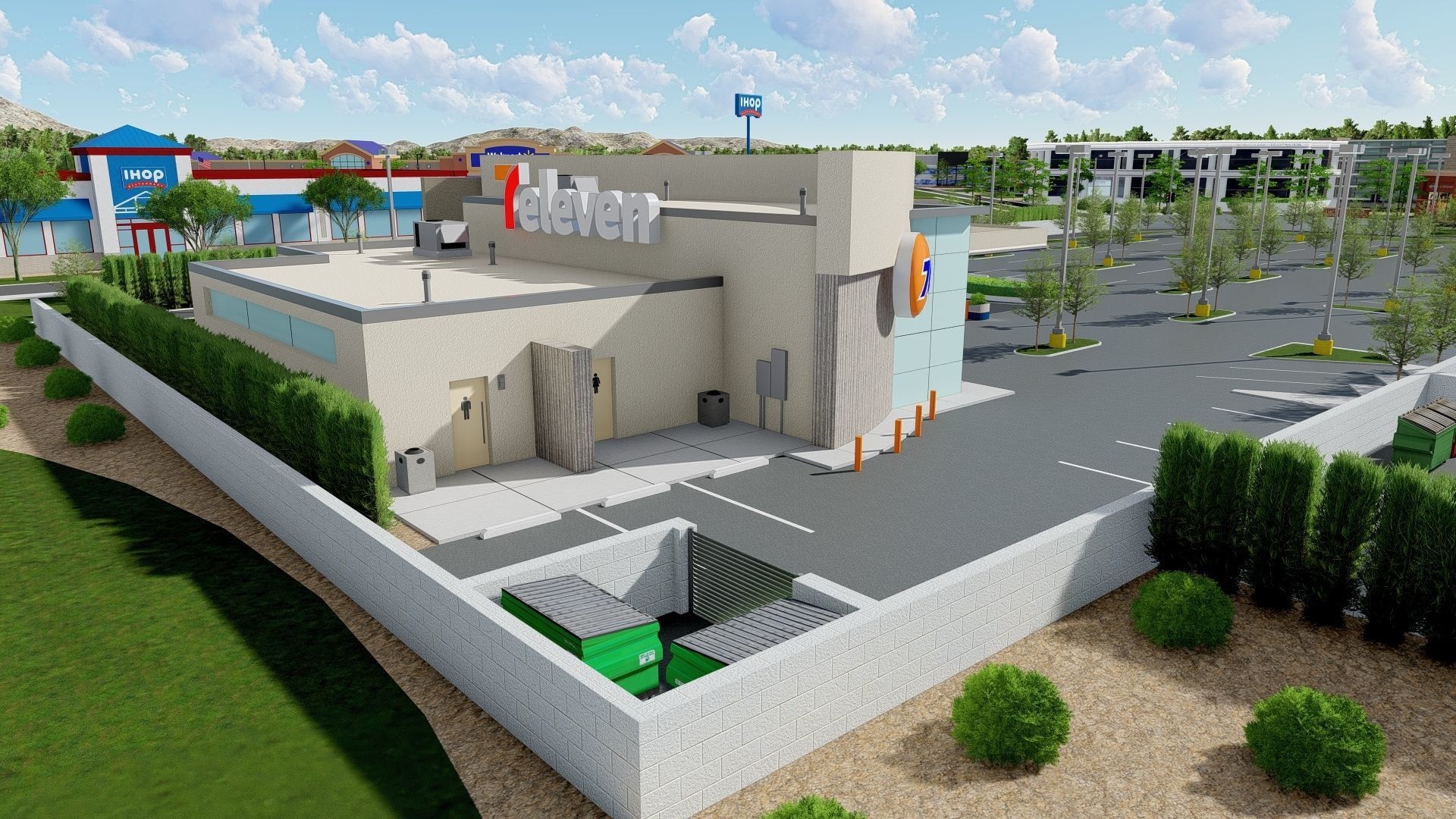 7eleven Gas Station - Updated as obj dae blender and sketchup Low-poly 3D model_3