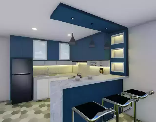 blue kitchen