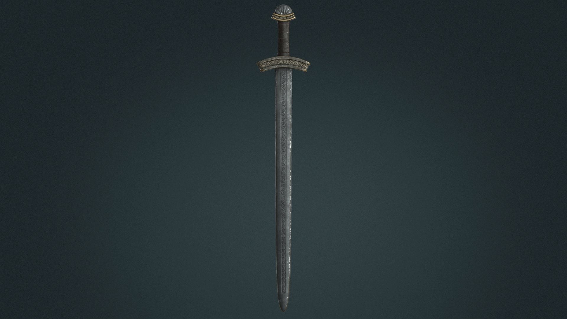 Viking Sword E - Fantasy Weapon Low-poly 3D model_8