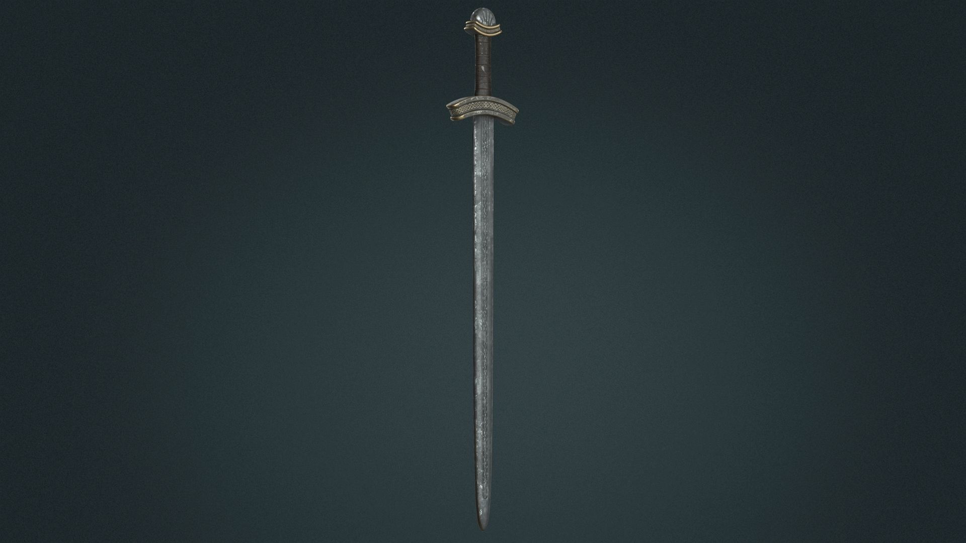 Viking Sword E - Fantasy Weapon Low-poly 3D model_9