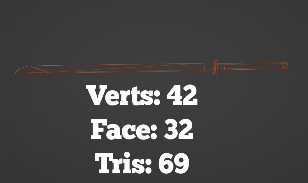 Katana and Scabbard with Suport PBR Lowpoly Low-poly 3D model_13