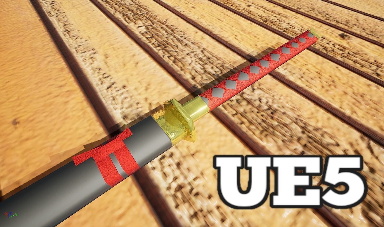 Katana and Scabbard with Suport PBR Lowpoly Low-poly 3D model_11