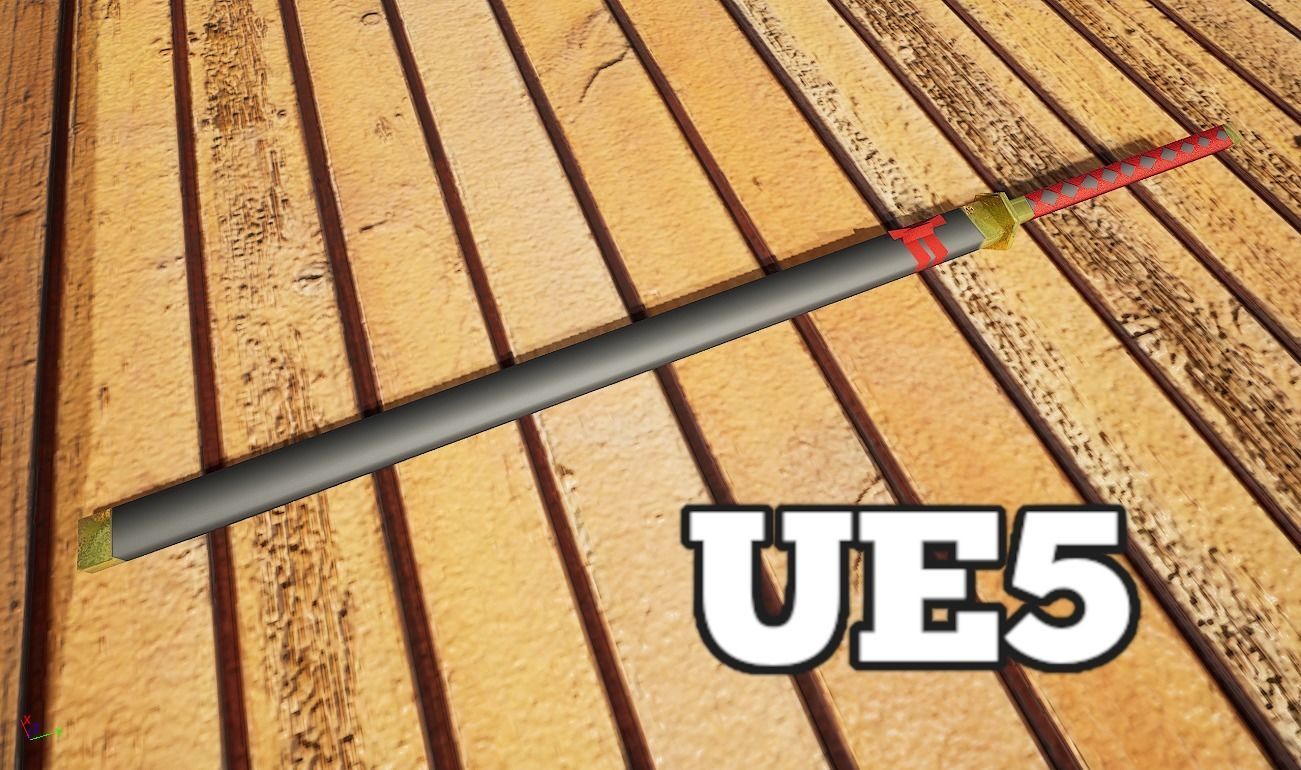 Katana and Scabbard with Suport PBR Lowpoly Low-poly 3D model_10