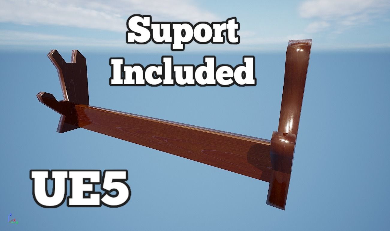 Katana and Scabbard with Suport PBR Lowpoly Low-poly 3D model_9