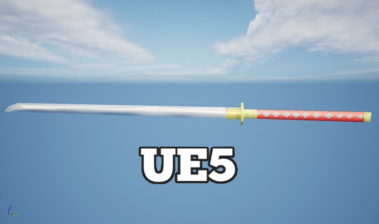 Katana and Scabbard with Suport PBR Lowpoly Low-poly 3D model_7