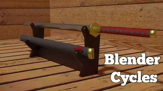 Katana and Scabbard with Suport PBR Lowpoly Low-poly 3D model Katana and Scabbard with Suport PBR Lowpoly Low-poly 3D model