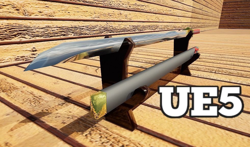 Katana and Scabbard with Suport PBR Lowpoly Low-poly 3D model_6