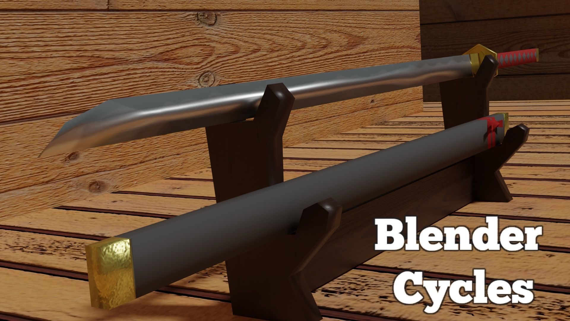 Katana and Scabbard with Suport PBR Lowpoly Low-poly 3D model_5