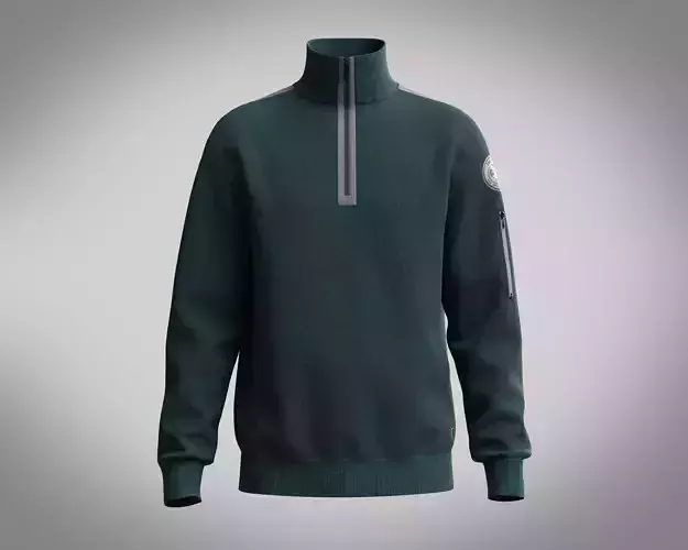 Sweatshirt half Zip Bottle Green