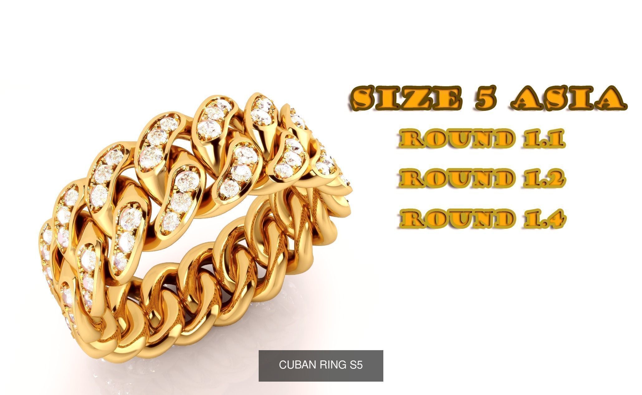 CUBAN RING COLECTION - All Size 3D Model Collection_19